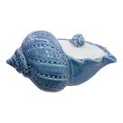 Porta Objetos em Cerâmica Concha Azul/Branco 13,5x17,5x11cm Porta Objetos em Cerâmica Concha Azul/Branco 13,5x17,5x11cm
