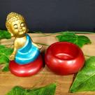 Porta objetos em resina buda zen azul turquesa 12cm