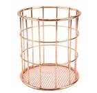 Porta Objetos FWB Aramado Redondo Metalizado Rose Gold 10X9Cm