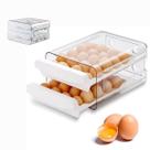 Porta Ovos 32 Unidades Branco Organizador Empilhável para Geladeira com 2 Gavetas Proteção Antiquebra Fácil Limpeza