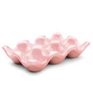 Porta-ovos de cerâmica Flexzion, 6 xícaras para geladeira, rosa Porta-ovos de cerâmica Flexzion, 6 xícaras para geladeira, rosa