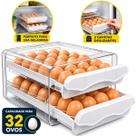 Porta Ovos Geladeira 32 Ovos Organizador De Geladeira Com Tampa Acrílica Com Gaveteiro Duplo Deslizante Caixa De Ovos Para Armários Cozinha Cor Branco Porta Ovos Geladeira 32 Ovos Organizador De Geladeira Com Tampa Acrílica Com Gaveteiro Duplo Deslizante Caixa De Ovos Para Armários Cozinha Cor Branco