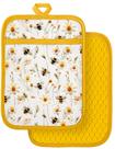 Porta-panelas Slohif Silcone Daisy Bee 100% algodão amarelo, pacote com 2