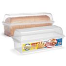 Porta pão de plástico transparente retangular - guarda pao para cozinha