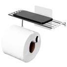 Porta Papel Higiênico C/ Prateleira Multiuso Celular P/ Banheiro Lavabo Fixação Fácil Suporte Organizador Higiene