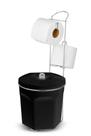 Porta Papel Higiênico com Lixeira Preta 6L Suporte para 2 Rolos Cromado - kit com 2 unidades Porta Papel Higiênico com Lixeira Preta 6L Suporte para 2 Rolos Cromado - kit com 2 unidades
