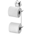 Porta Papel Higiênico com Ventosa Duplo Suporte Papeleira para Banheiro Lavabo Cromada Faciliti