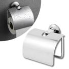 Porta Papel Higiênico Papeleira Aço Inox Fixação Dupla de Parede para Banheiro Tampa Inox Porta Papel Higiênico Papeleira Aço Inox Fixação Dupla de Parede para Banheiro Tampa Inox