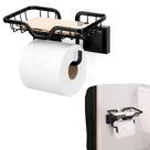 Porta Papel Higiênico Preto Lenço Umedecido Suporte Para Celular Sem Furo 3M