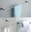Porta Papel Higiênico Ret Cromado + Porta Toalha de Banho 65cm + Toalheiro Argola Rosto Metal Inox