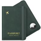 Porta-passaporte Stouchi com slot Airtag, bloqueio de RFID, verde
