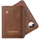 Porta-passaportes Stouchi AirTag RFID em couro marrom