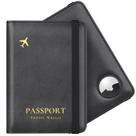Porta-Passaportes Stouchi com AirTag e Bloqueio RFID - Couro PU Preto