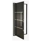 Porta pivotante c/ friso puxador 80 cm fechadura rolete linha 30 alumínio branco/preto Porta pivotante c/ friso puxador 80 cm fechadura rolete linha 30 alumínio branco/preto