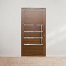 Porta Pivotante com Puxador e Friso Linha Roma 210x140 Amadeirada Lado Direito