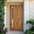 Porta Pivotante Couro em Pé com Visor Batente 14 Puxador Tubo 80 Cm 110 X 210 Direito Rodam