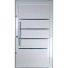 Porta Pivotante de Alumínio Lambril 2,10 X 1,20 Com Frisos Puxador e Kit Fechadura Esquerda Cor Branco