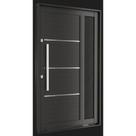 Porta Pivotante Lambri Alumínio 221 x 127 x 11cm Puxador Friso Visor Direita Preto Suprema MMachado