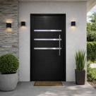 Porta Pivotante Preto Frizada 210x100 Lado Esquerdo