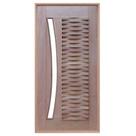Porta Pivotante Ripada Vidro Em Arco de Madeira Maciça Reto de Cedro Arana Batentes de 14 CM Casmavi - 2.15 (A) X 1.28 (L)