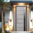 Porta Pivotante Solara Alumínio com Visor Puxador Barra Chata 210 X 110 Abertura Esquerda