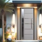 Porta Pivotante Solara Alumínio com Visor Puxador Tubolar 210 X 100 Abertura Esquerda