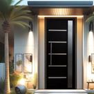 Porta Pivotante Solara Alumínio com Visor Puxador Tubolar 210 X 110 Abertura Direita