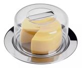 Porta Queijo Inox Queijeira Redonda Com Tampa Acrílico Premium Suporte Para Queijos Minas Mussarela