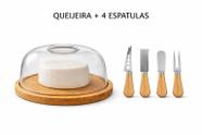 Porta Queijo Queijeira Bambu com Tampa Acrilico Mesa Posta Café da Manhã QUANTIDADE:4 ESPATULAS