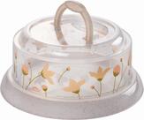 Porta Queijo Queijeira Redonda Plasutil Decorada Flores