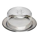 Porta Queijos Display Com Prato Base Inox Queijeira Cúpula
