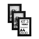 Porta retrato com Vidro 21x30 Kit com 3 Molduras para Foto para uso na Vertical e Horizontal