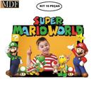 Porta Retrato Infantil 3d Mario Word Fotos 10x15 Kit 10 Un. Aniversário Mdf Adesivado