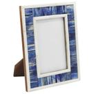 Porta retrato Osso e Resina Azul Design Abstrato
