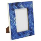 Porta Retrato Osso e Resina Azul Design Moderno