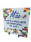Porta Retrato Presente Azulejo Dia das Mães Autistas 20 x 20 cm com peças brancas