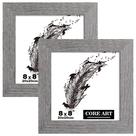 Porta-retratos CORE ART 8x8 em madeira cinza rústica, conjunto de 2
