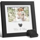 Porta-retratos de casamento SEEBERY Heart Thumbprint com kit de tinta
