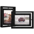 Porta-retratos Egofine 4x6 Rotating Floating Wood Glass x2