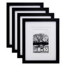 Porta-retratos Egofine 8x10 de madeira maciça preta, 4 peças com tapete