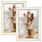 Porta-retratos Frametory Enamel 5x7 Gold Metal Edge White
