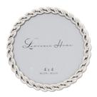 Porta-retratos Lawrence Frames Rope Design 4x4 redondo prateado