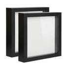 Porta-retratos Shadow Box Muzilife Deep Wood Glass 20x20cm