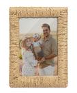 Porta-retratos takfot Boho 5x7 natural de rattan com vidro real