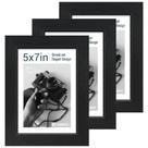 Porta-retratos TENIBYC 5x7 Black Woodgrain, pacote com 3 unidades com vidro Porta-retratos TENIBYC 5x7 Black Woodgrain, pacote com 3 unidades com vidro