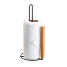 Porta Rolo Papel Toalha Suporte Vertical Metal Bambu Preto