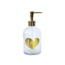 Porta sabonete líquido de vidro transparente com estampa dourada 400ml