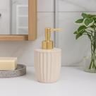Porta Sabonete Liquido Luxo Lavabo em Cerâmica Creme 330ml