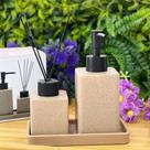 Porta sabonete Luxo 3 Peças Bege Dourado Saboneteira Difusor kit lavabo cerâmica Envio Imediato
