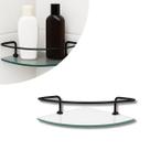 Porta Shampoo Canto 30cm Vidro Fumê e Suporte Fixação Polido Dupla Fixação Prateleira De parede com Haste em Alumínio Porta Shampoo Canto 30cm Vidro Fumê e Suporte Fixação Polido Dupla Fixação Prateleira De parede com Haste em Alumínio